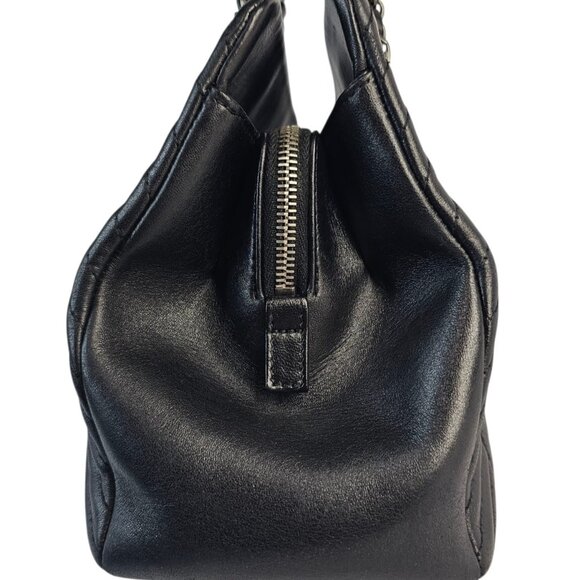 CHANEL CC Crossing Shopping Tote Shoulder Bag Chain Black Chevron 2016 Silver - Picture 6 of 16